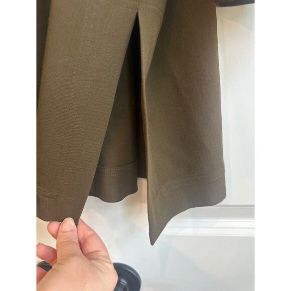 Company by Ellen Tracy Wool Blend Army/ Olive Green Collar Button Down Top - Picture 7 of 11